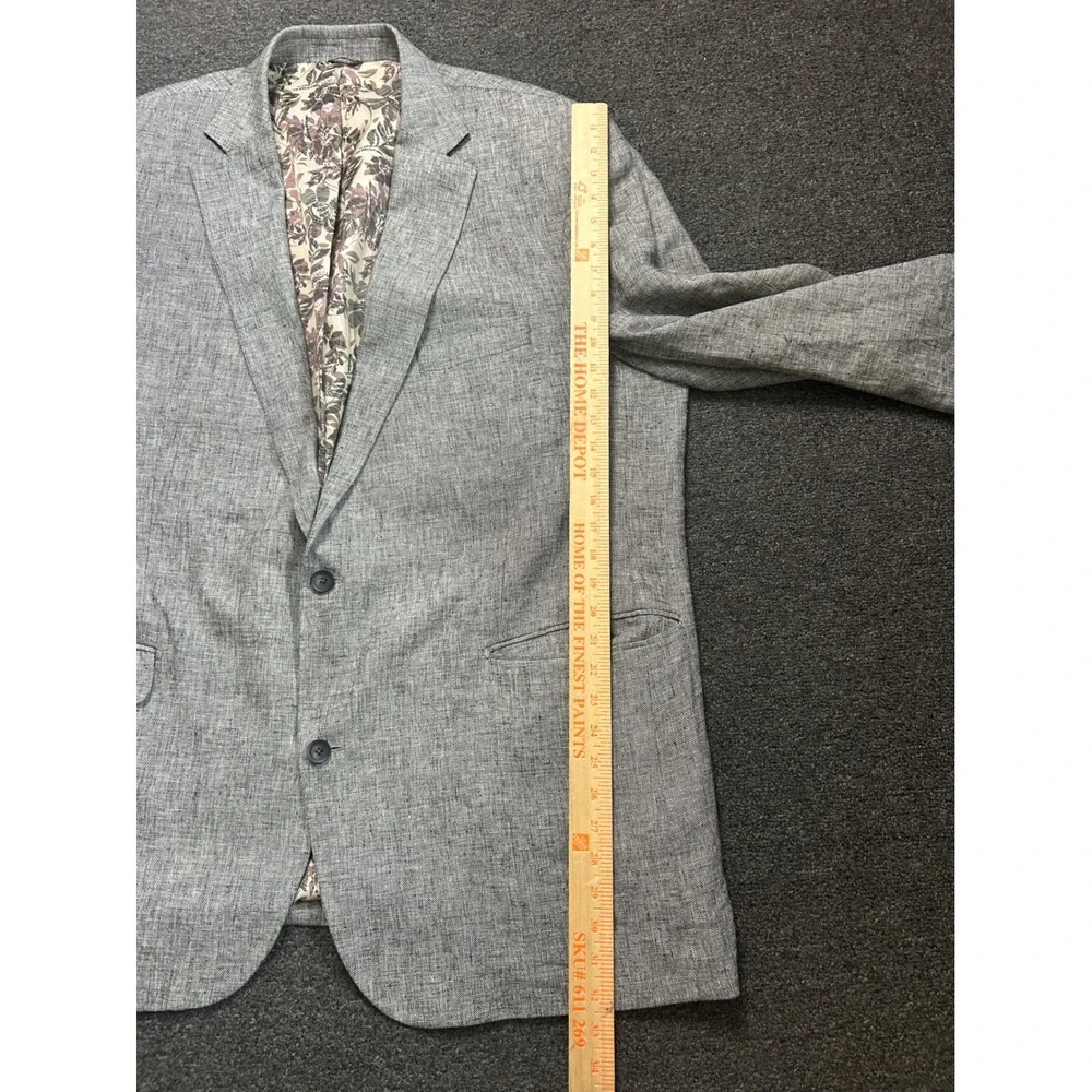 Oak‎ Hill Linen Rayon Blazer Sport Coat Gray Mens 2XLT Floral Lining 2-Button